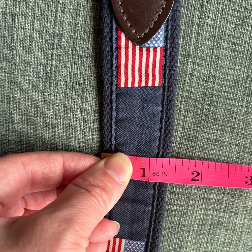 Vineyard Vines boys kids USA Flag America Brown Leather & Navy Flag Belt size 30